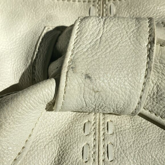 Brighton Leather Hobo Bag Handbag Ivory Bow Detail Coquette Retro - Picture 8 of 15